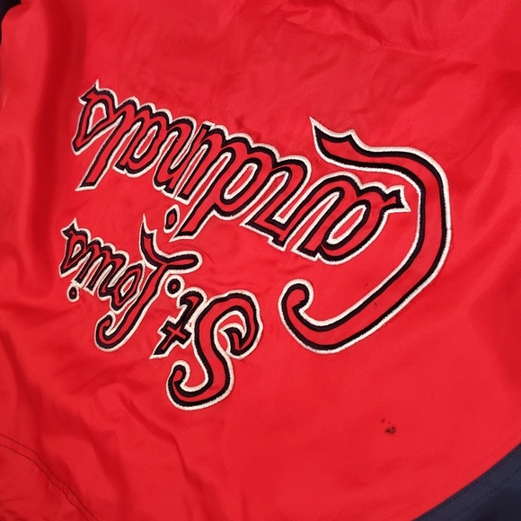 St Louis Cardinals Pin Stripe Baseball Jacket Reversible Spell Out Logo G-III - Picture 8 of 15